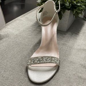 DB studio Ettaw white crystal and jewel bridal wedges